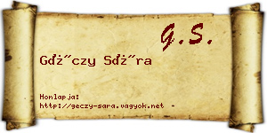 Géczy Sára névjegykártya